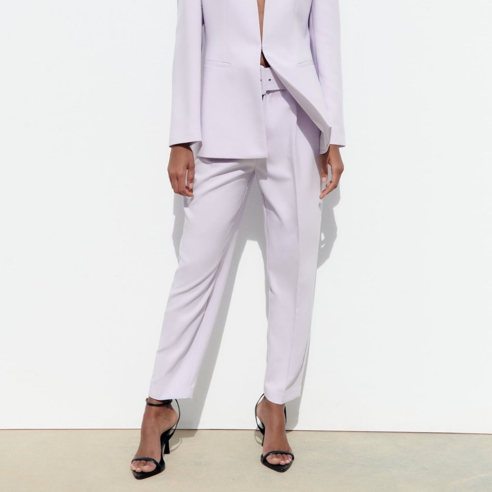 ZARA PANTS WITH FABRIC-COVERED BELT